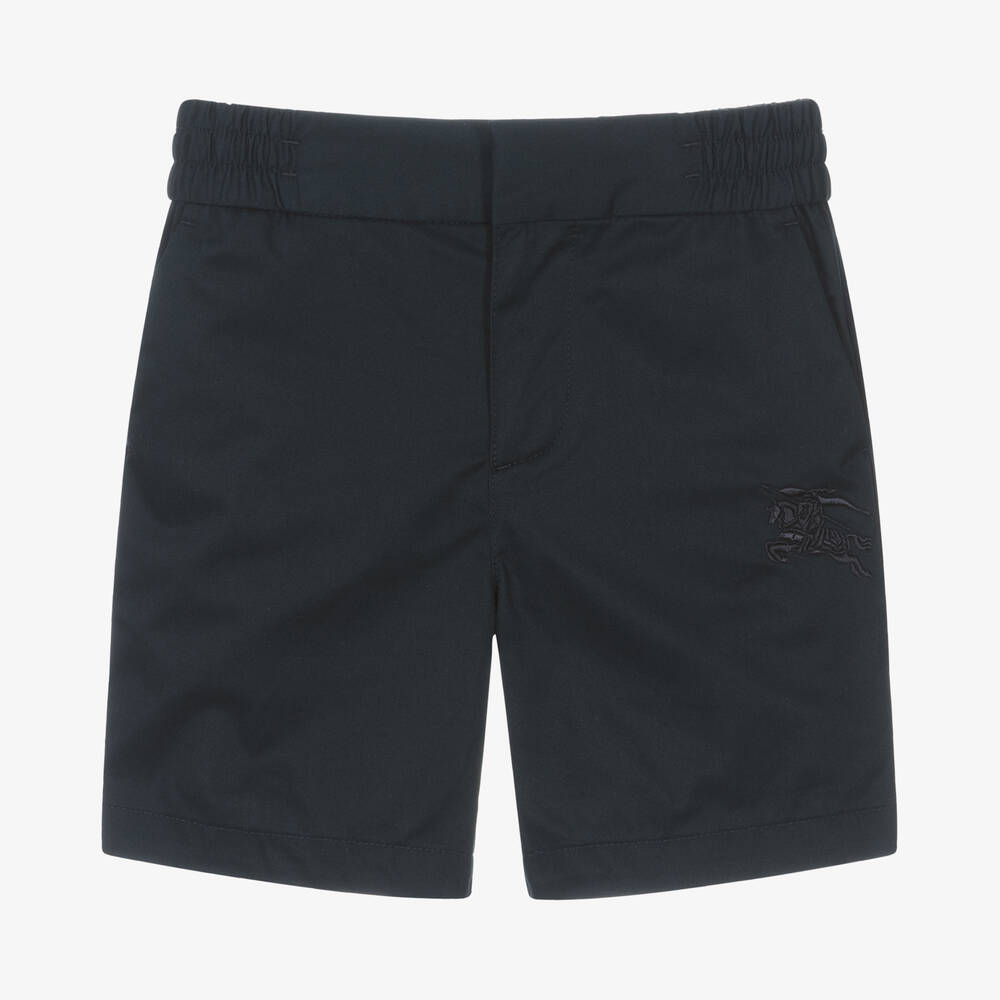 Burberry - Boys Navy Blue Cotton EKD Shorts | Childrensalon