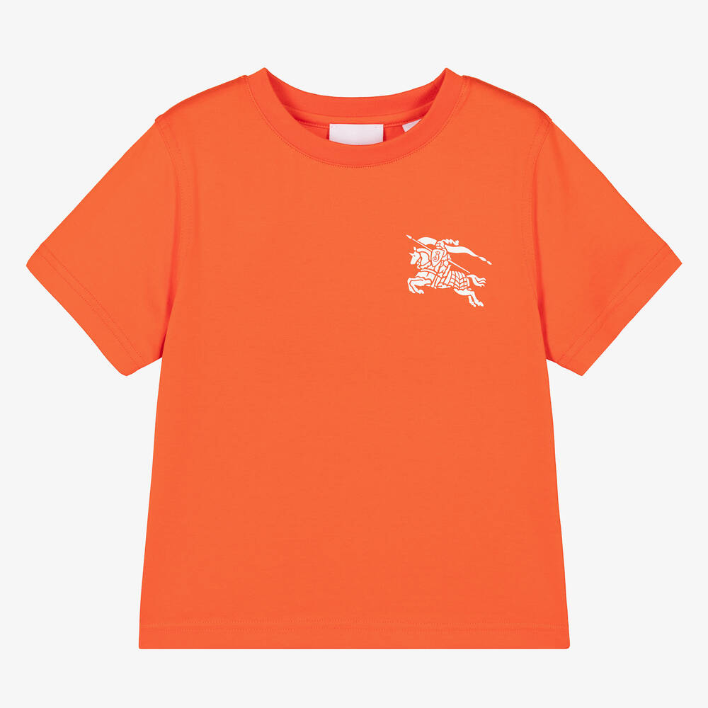 Burberry - Boys Orange EKD Cotton T-Shirt | Childrensalon