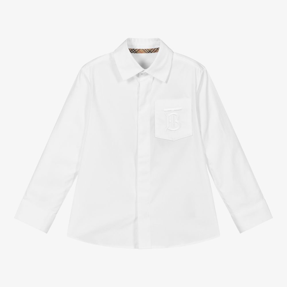 Burberry - Белая рубашка с монограммой для мальчиков | Childrensalon