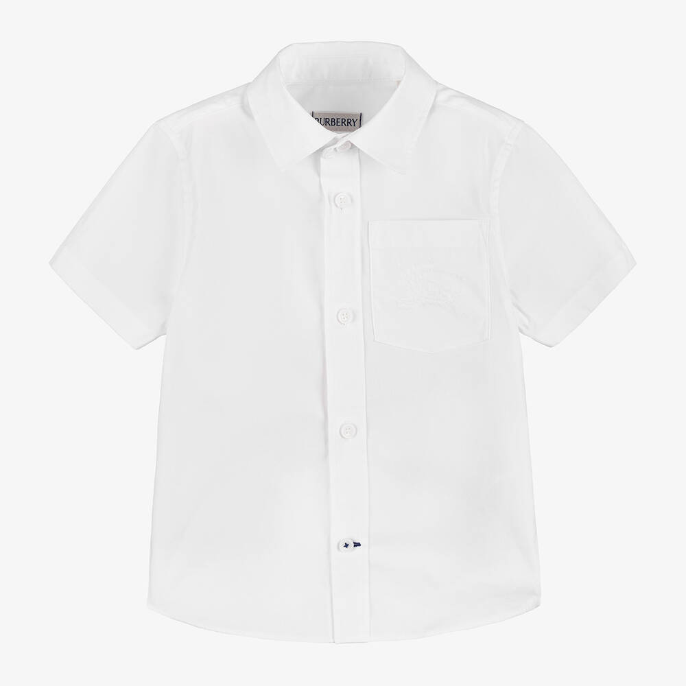 Burberry - Boys White Organic Cotton EKD Shirt | Childrensalon
