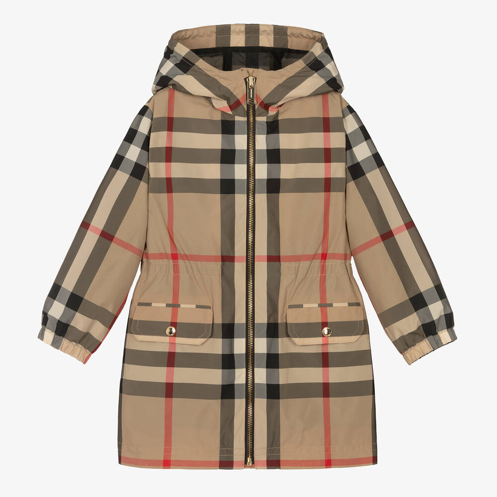 Burberry - Girls Archive Beige Oversized Check Coat | Childrensalon