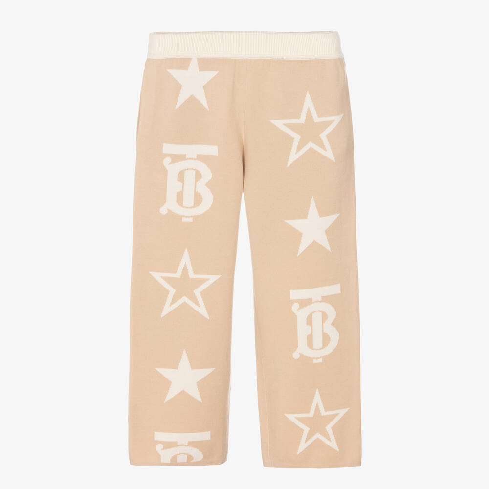 Burberry - Pantalon en maille beige à monogrammes fille | Childrensalon