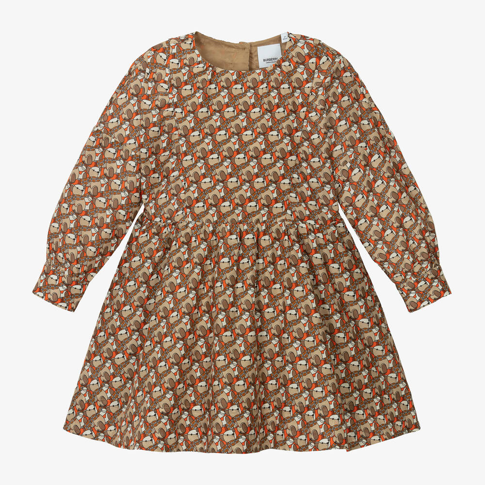 Burberry - Girls Beige Cotton & Silk Dress | Childrensalon
