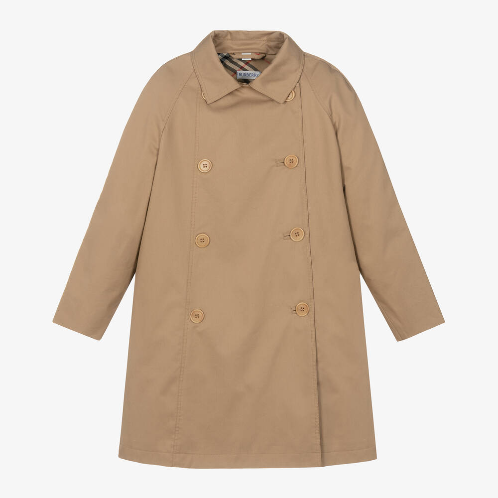 Burberry - Бежевое пальто из хлопкового твила для девочек | Childrensalon