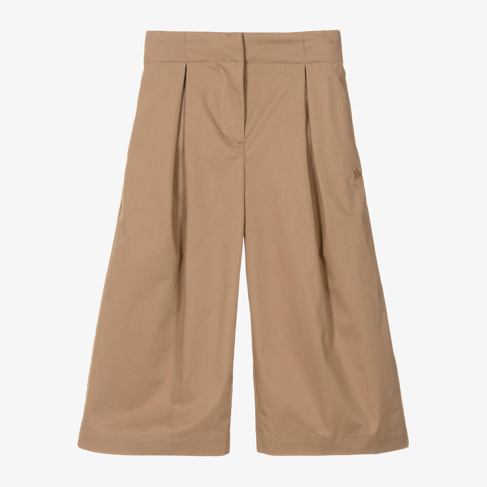 Burberry - Pantalon beige large en coton fille | Childrensalon