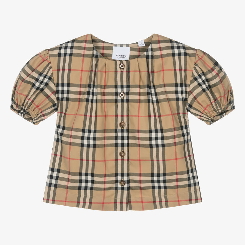 Burberry - Бежевая блузка Vintage Check для девочек | Childrensalon