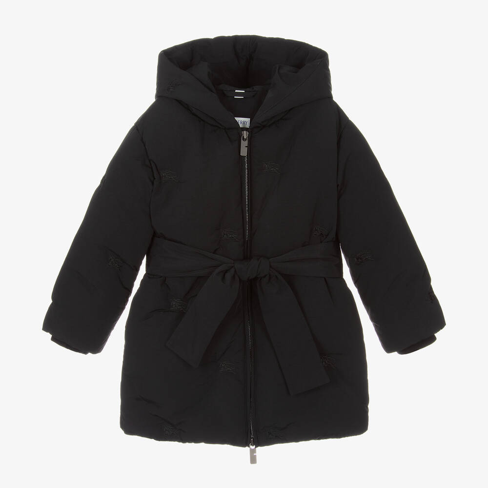 Burberry - Girls Black Hooded Down Padded Coat | Childrensalon