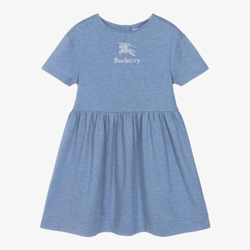 Burberry - Girls Blue Cotton Dress | Childrensalon