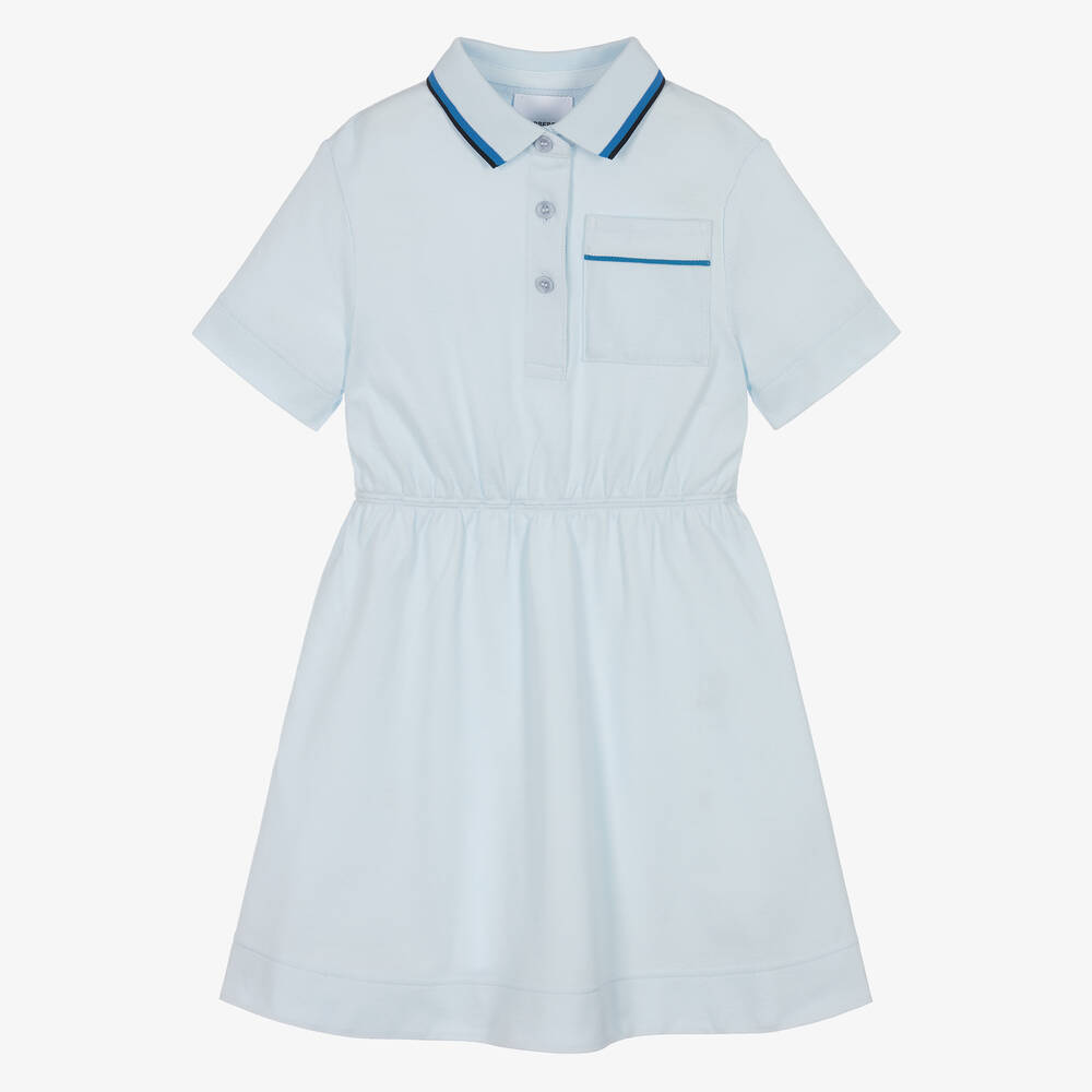 Burberry - Girls Blue Logo Polo Dress | Childrensalon