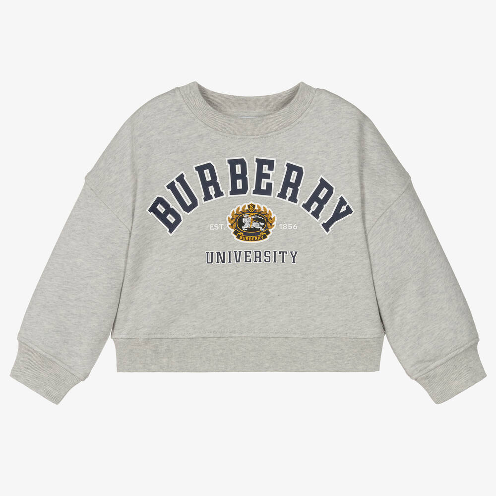 Burberry - Sweat universitaire gris en coton | Childrensalon