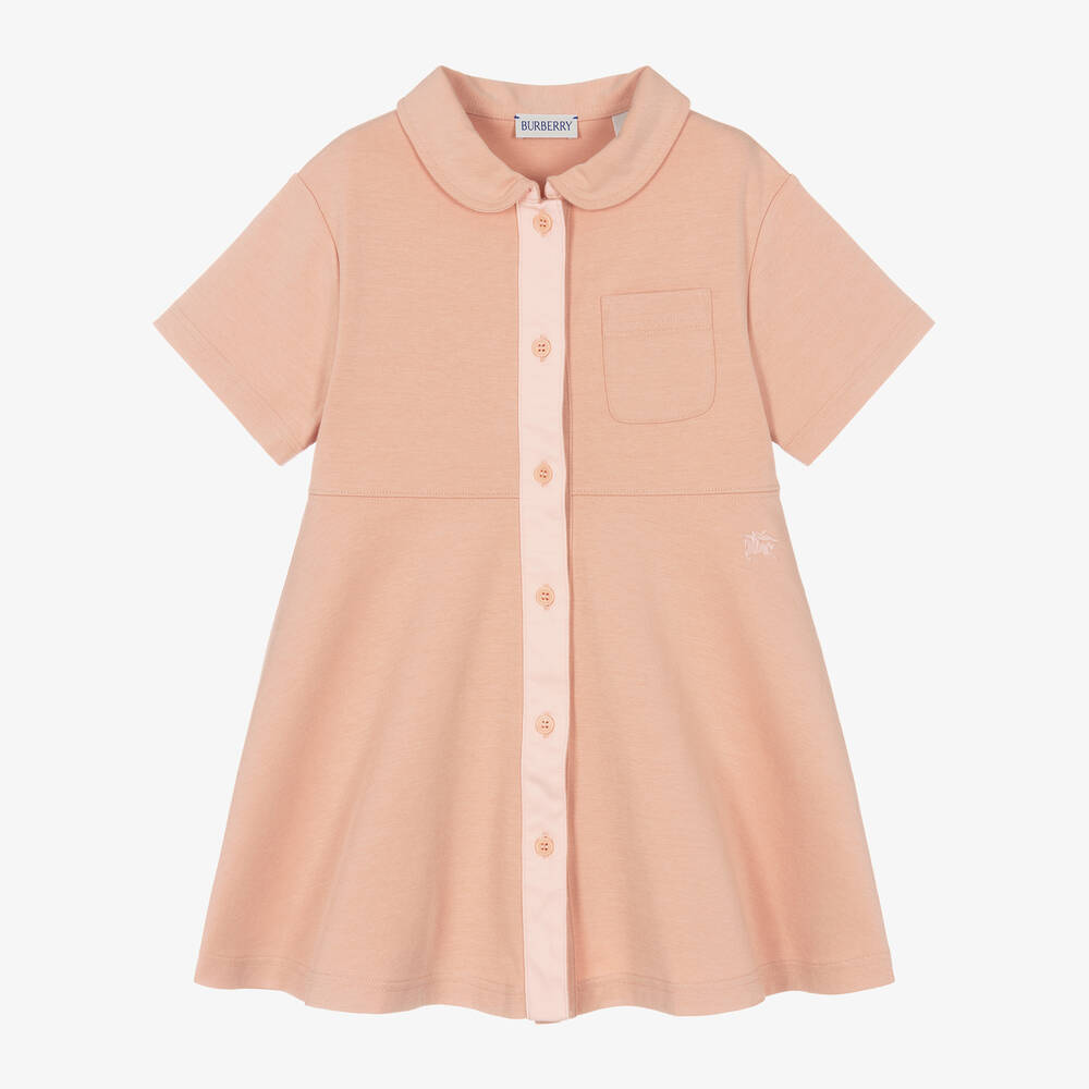 Burberry - Girls Pink Cotton Jersey Dress | Childrensalon