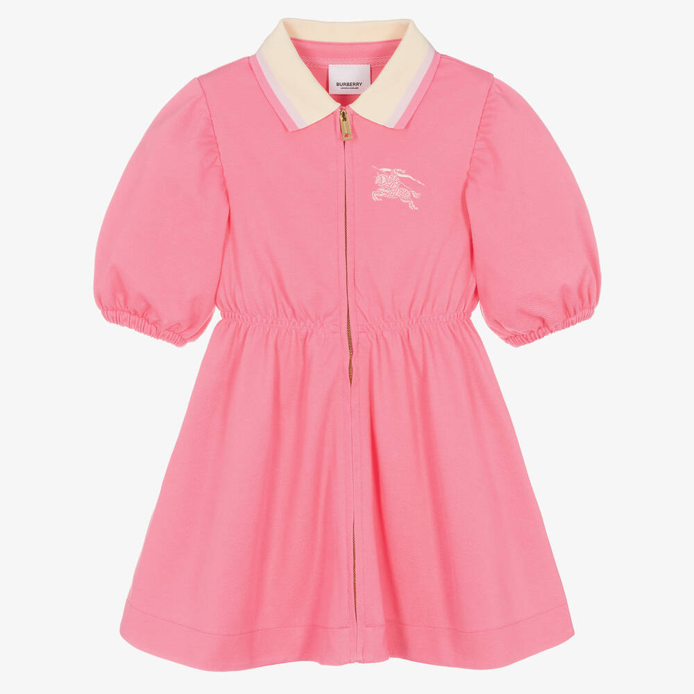 Burberry - Robe rose en piqué de coton EKD | Childrensalon