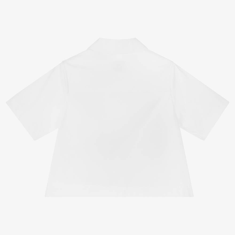 Burberry - Girls White Cotton Logo Blouse | Childrensalon