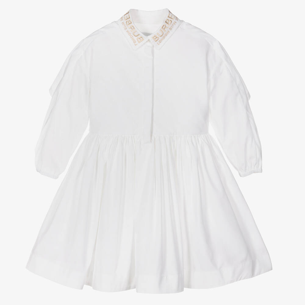 Burberry - Weißes Baumwollhemdkleid | Childrensalon