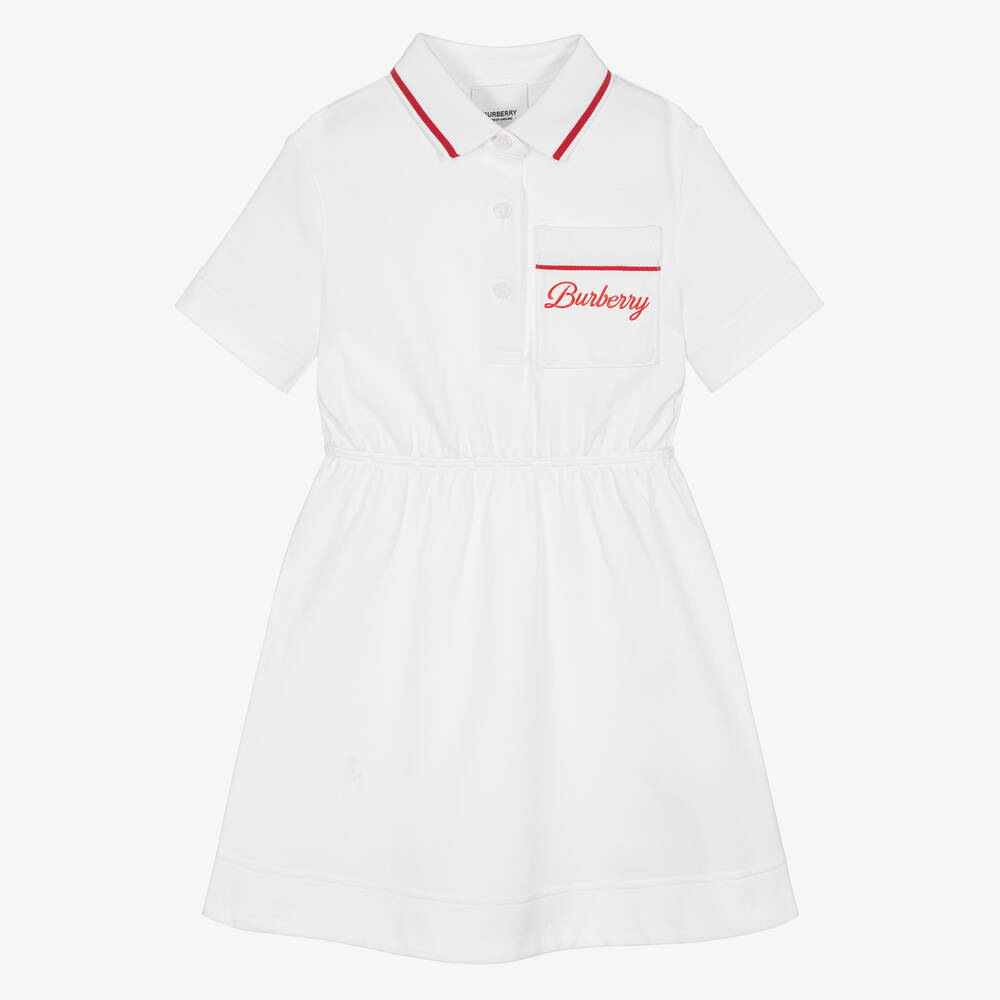 Burberry - Girls White Logo Polo Dress | Childrensalon