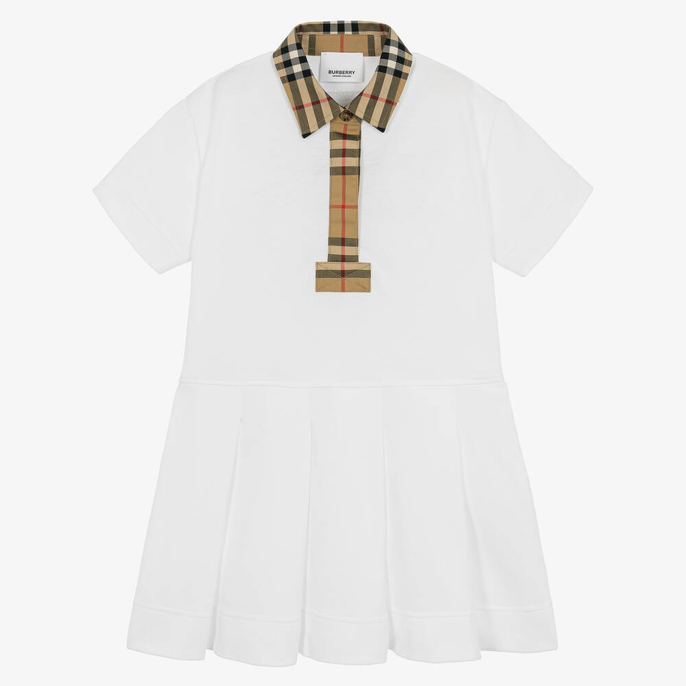 Burberry - Robe blanche à carreaux fille | Childrensalon