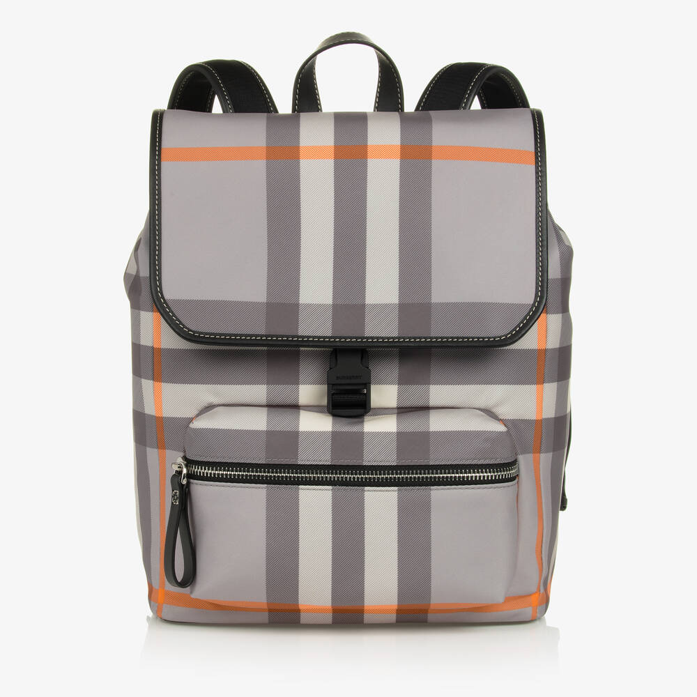 Burberry - Grey Check Backpack (27cm) | Childrensalon