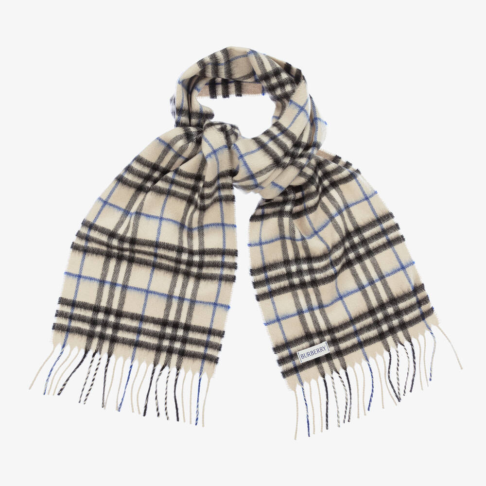 Burberry - Серый кашемировый шарф в клетку (130см) | Childrensalon