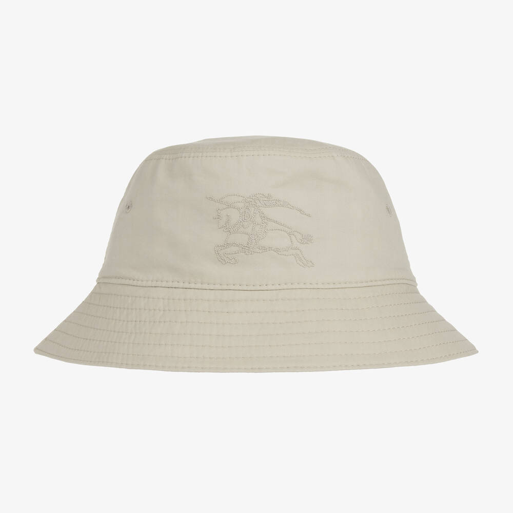 Burberry - Grey & Check Reversible Bucket Hat | Childrensalon