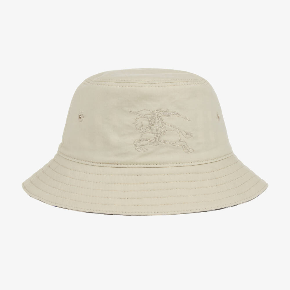 Burberry - Grey Reversible Baby Bucket Hat | Childrensalon