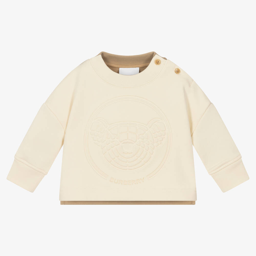Burberry - Ivory Cotton Baby Sweatshirt | Childrensalon