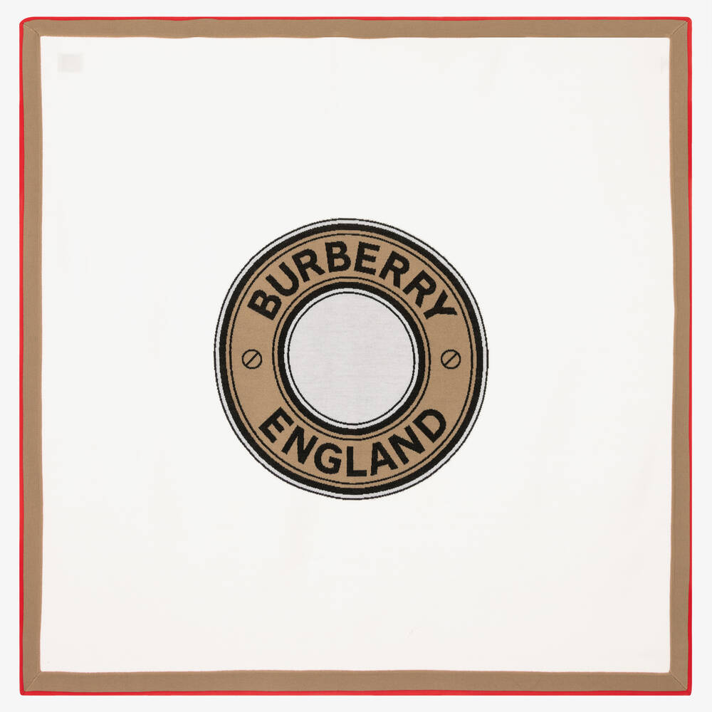 Burberry - Ivory Wool Logo Blanket (97cm) | Childrensalon