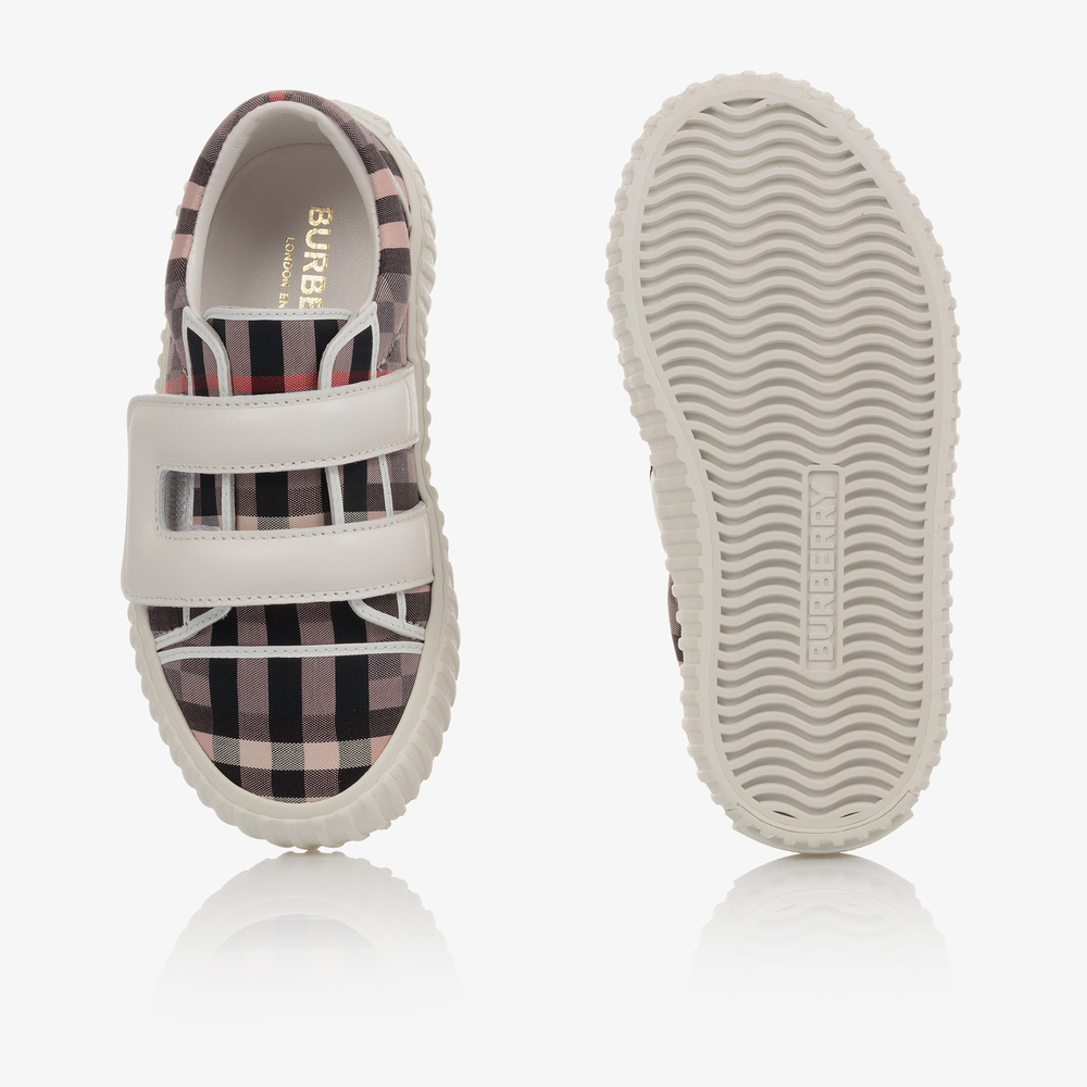Burberry - Pink Checked Canvas Trainers | Childrensalon