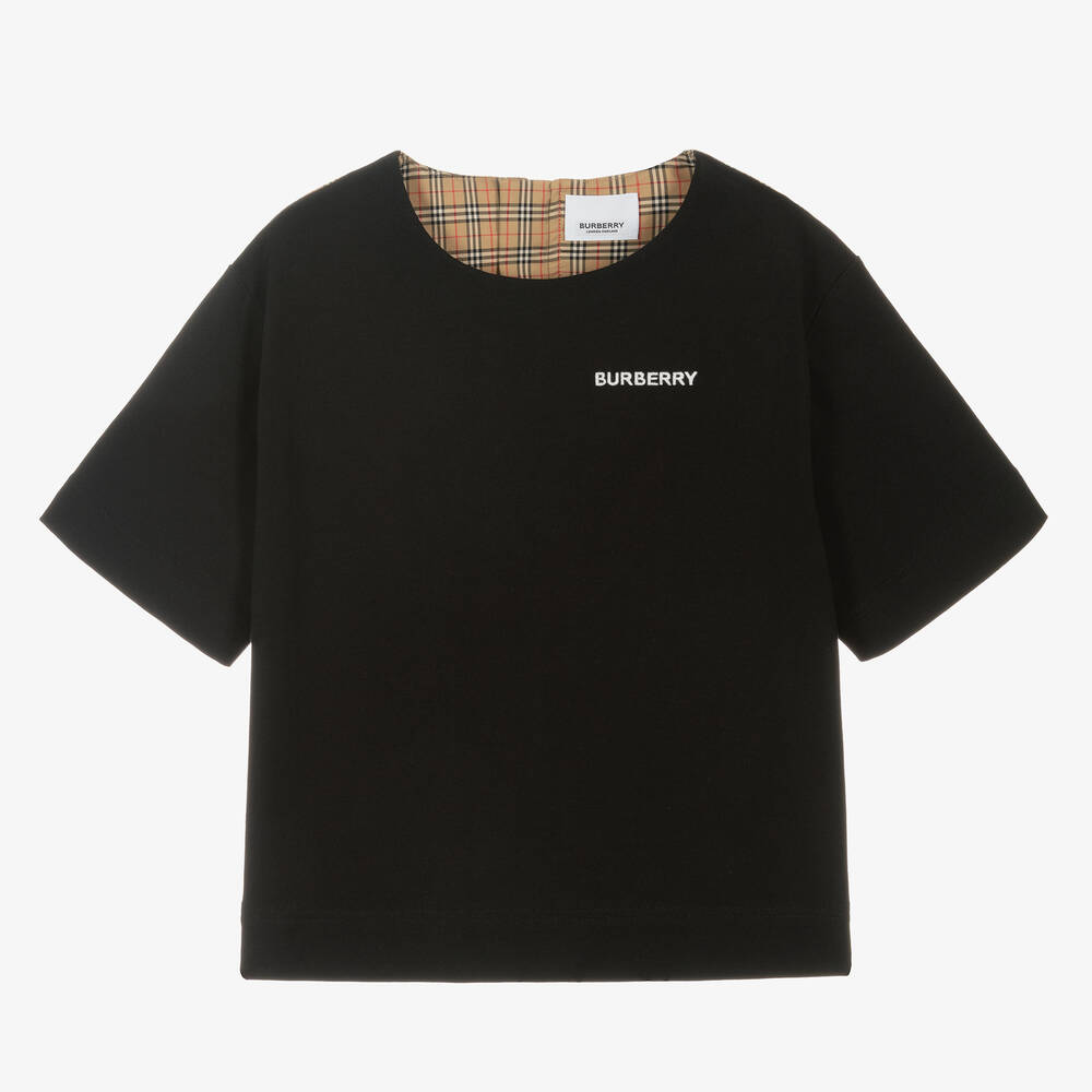 Burberry - Teen Black & Beige T-Shirt | Childrensalon