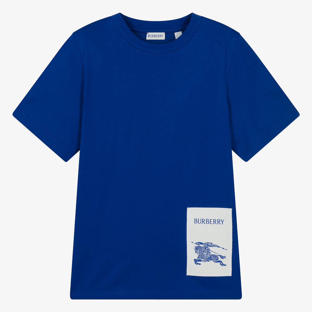 Burberry - Синяя хлопковая футболка EKD для подростков | Childrensalon