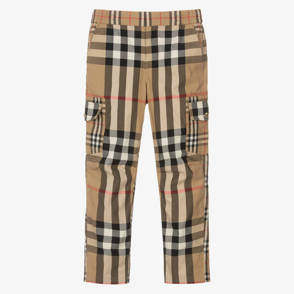 Burberry Teen Boys Beige Check Trousers