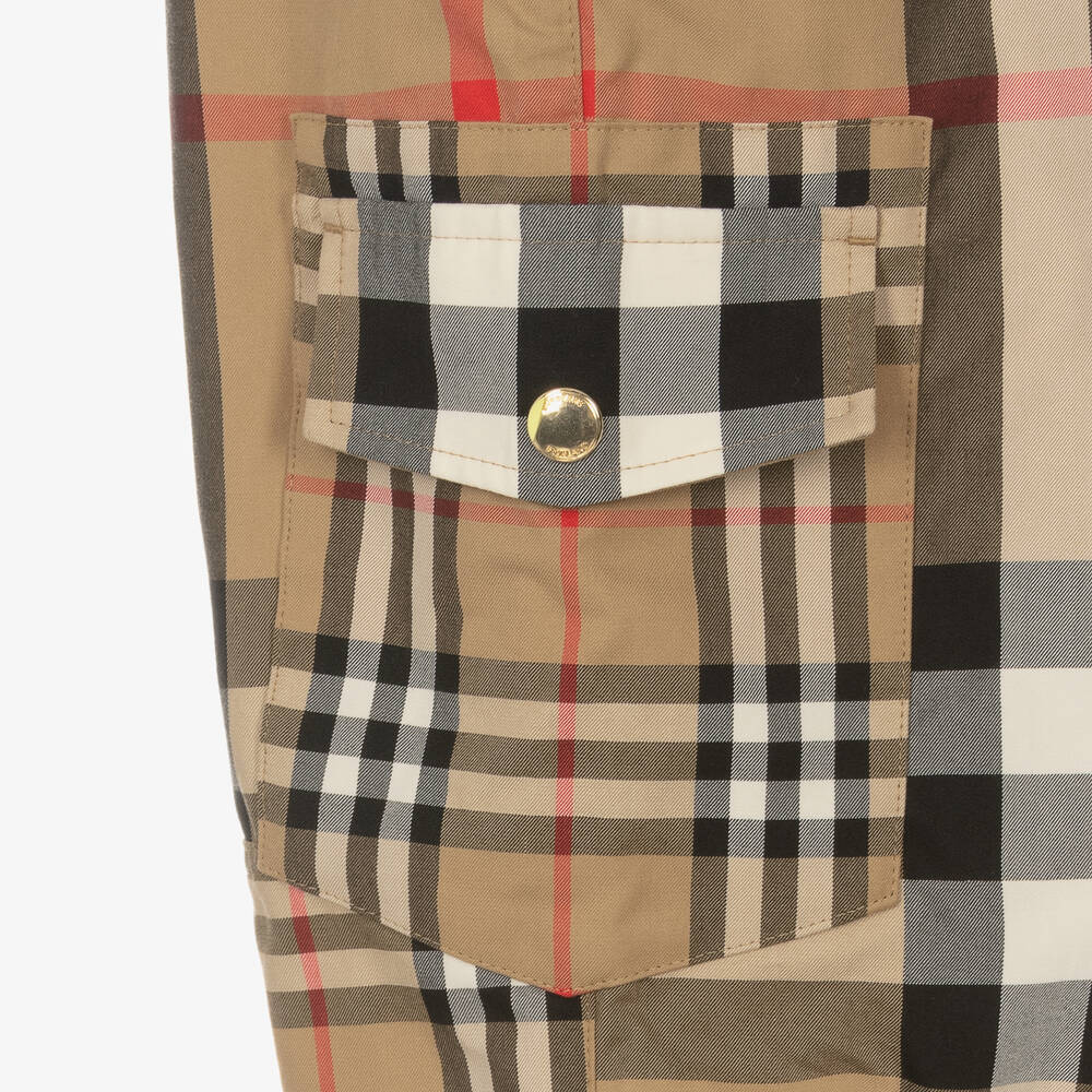 Burberry - Teen Boys Beige Check Trousers