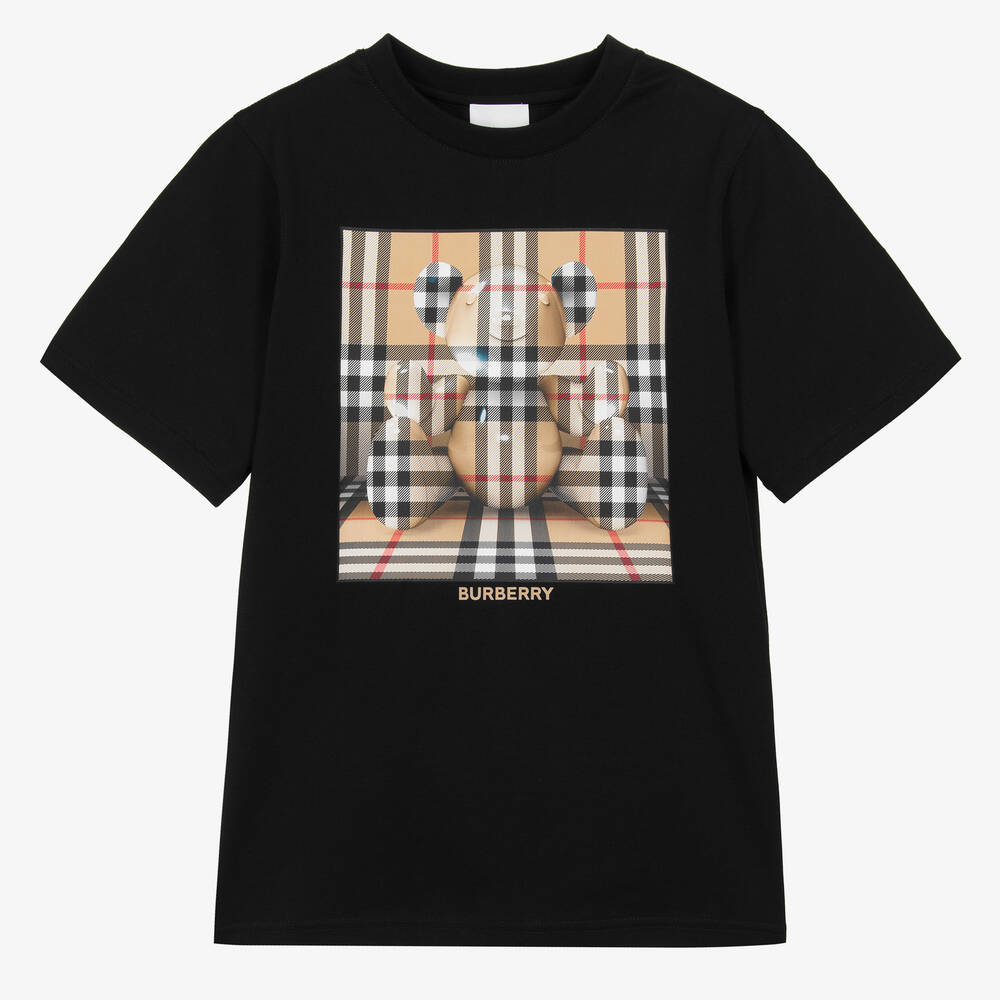 Burberry - Teen Boys Black Cotton Thomas Bear T-Shirt | Childrensalon