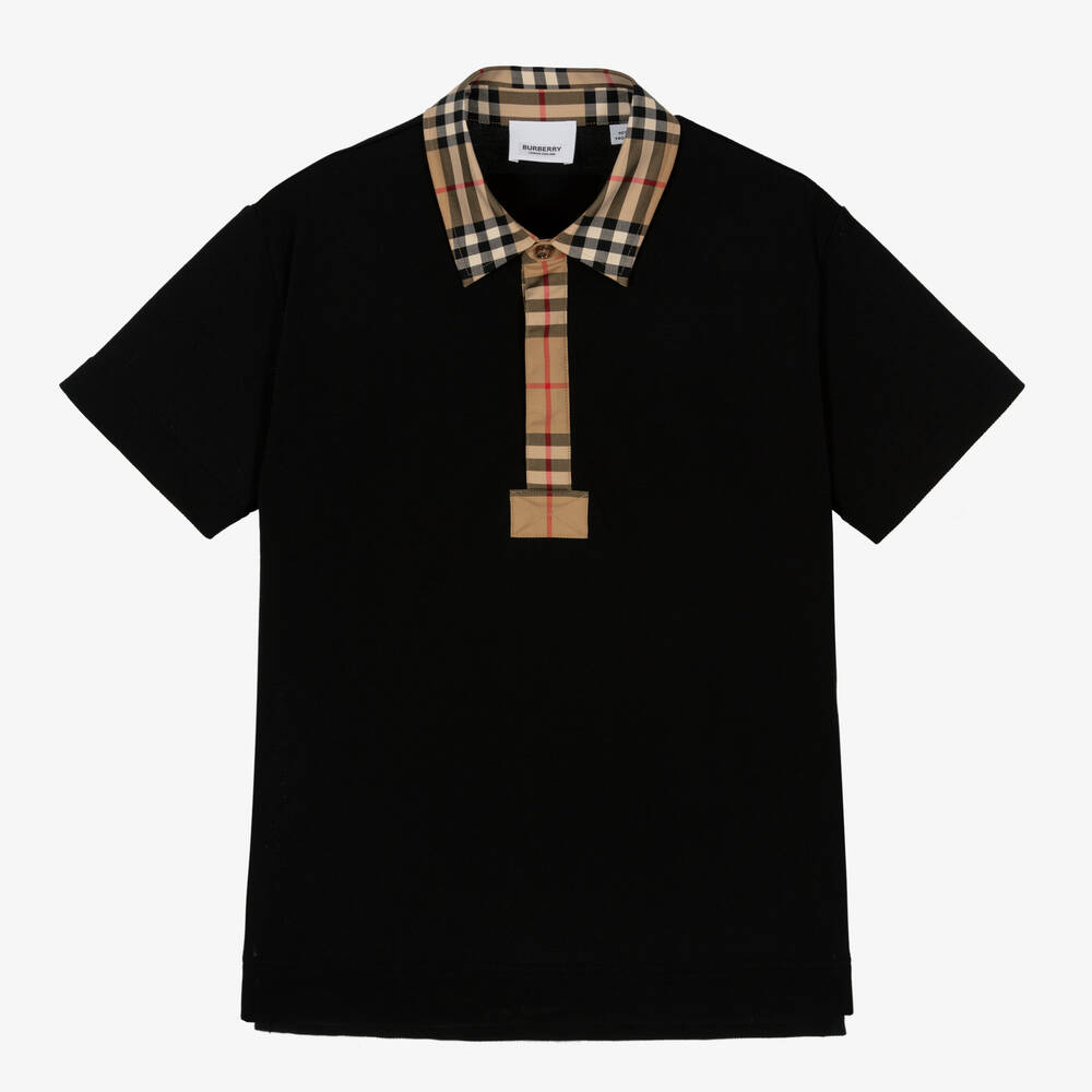Burberry - Teen Boys Black Logo Polo Shirt | Childrensalon