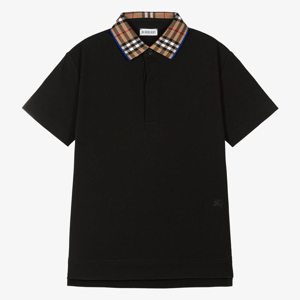 Burberry - Teen Boys Black Vintage Check Polo Shirt | Childrensalon