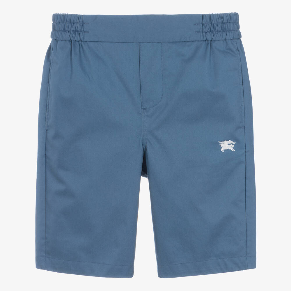 Shop Burberry Teen Boys Blue Ekd Cotton Shorts