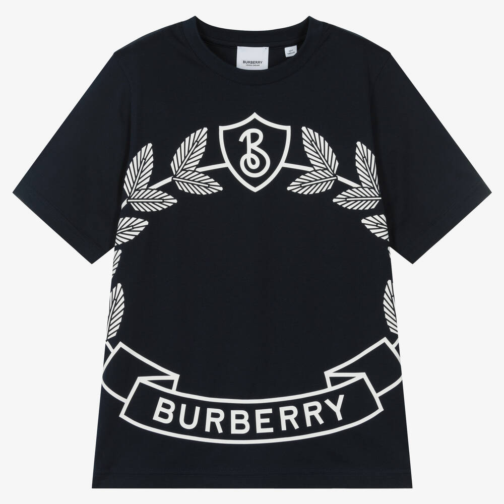 Burberry - تيشيرت تينز ولادي قطن عضوي لون أزرق غامق | Childrensalon