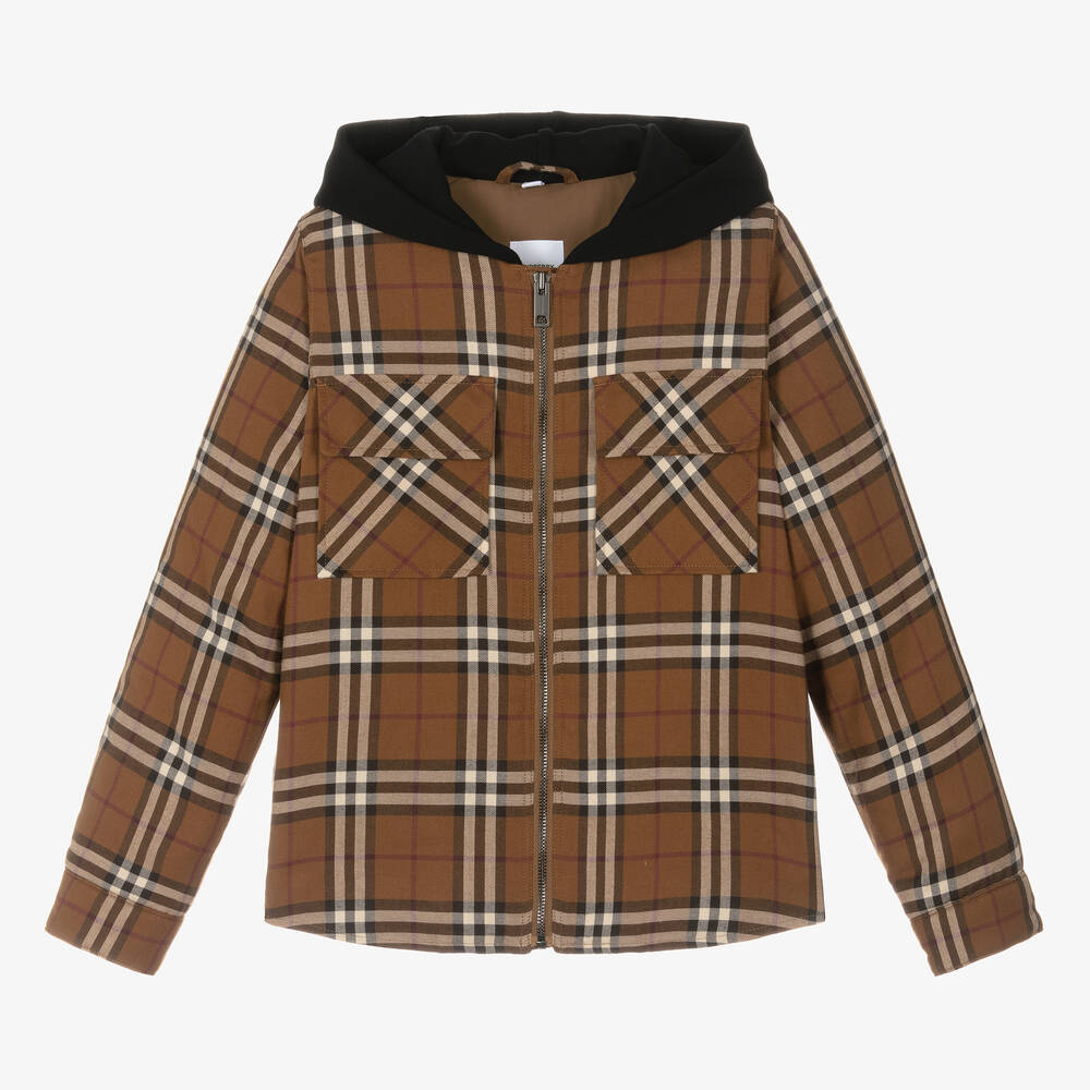 Burberry Teen Boys Brown Checked Padded Jacket