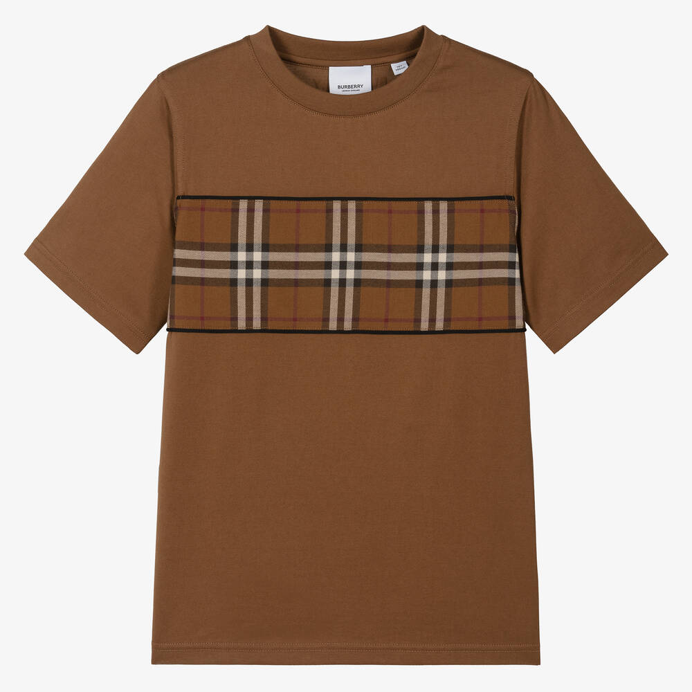 Burberry Teen Boys Brown Cotton T-shirt