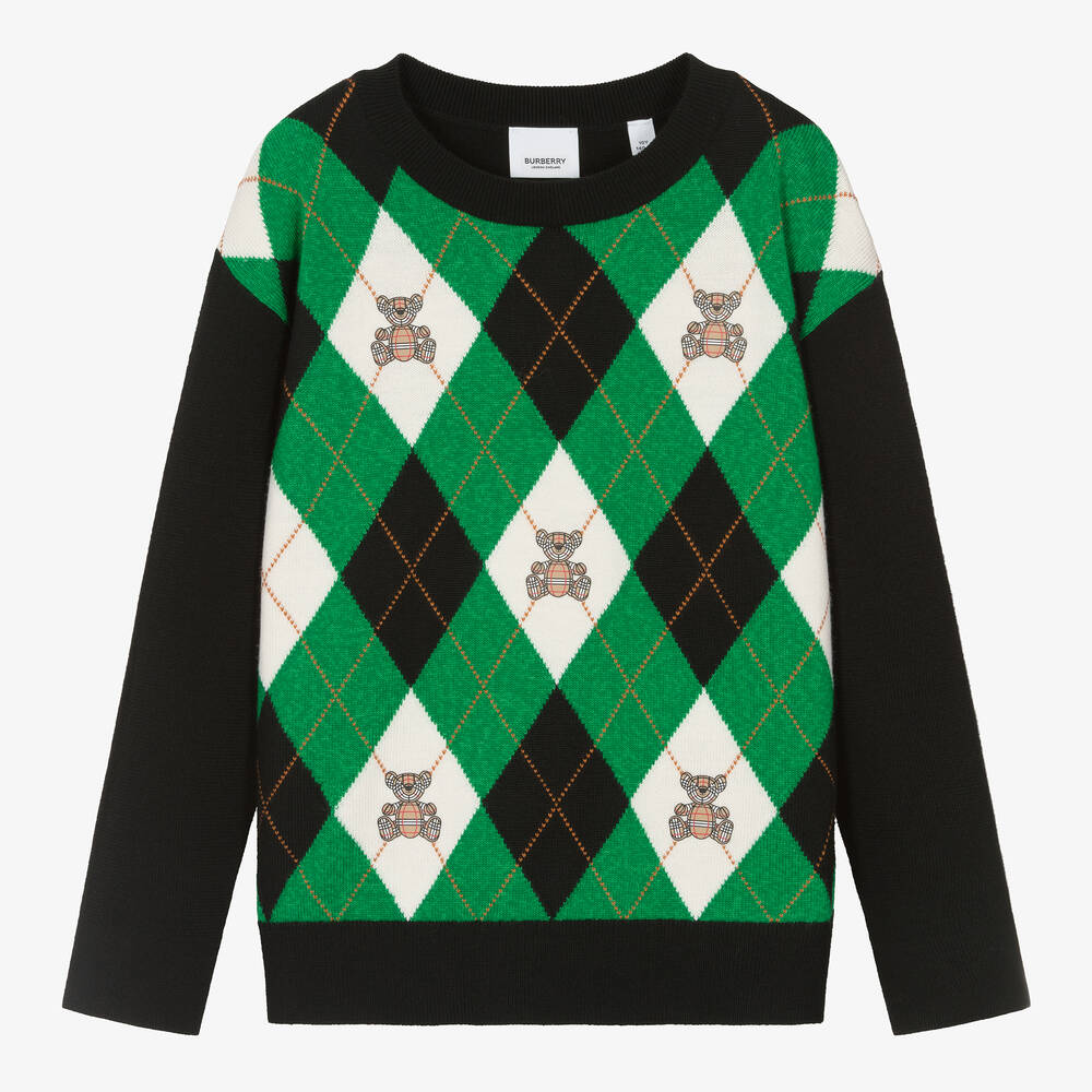 Burberry - Teen Boys Green Wool & Cashmere Sweater | Childrensalon
