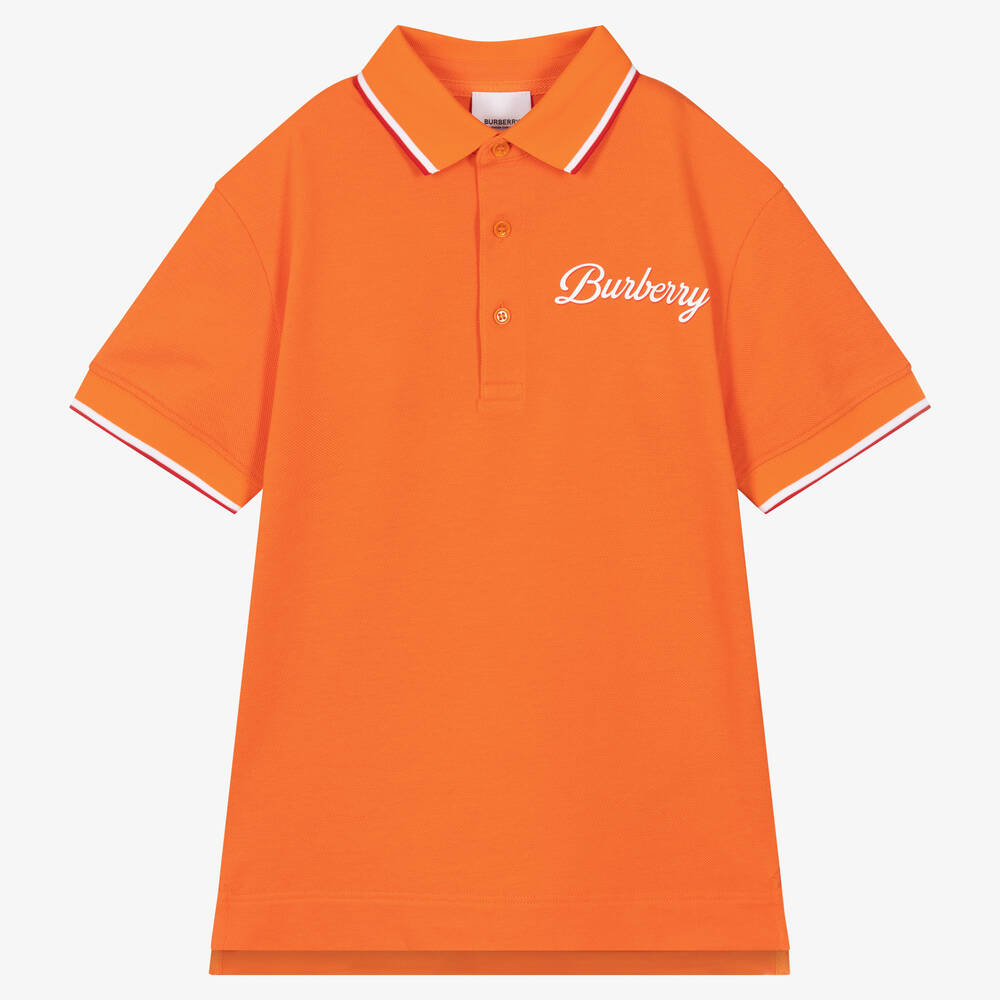 Burberry Teen Boys Orange Logo Polo Shirt