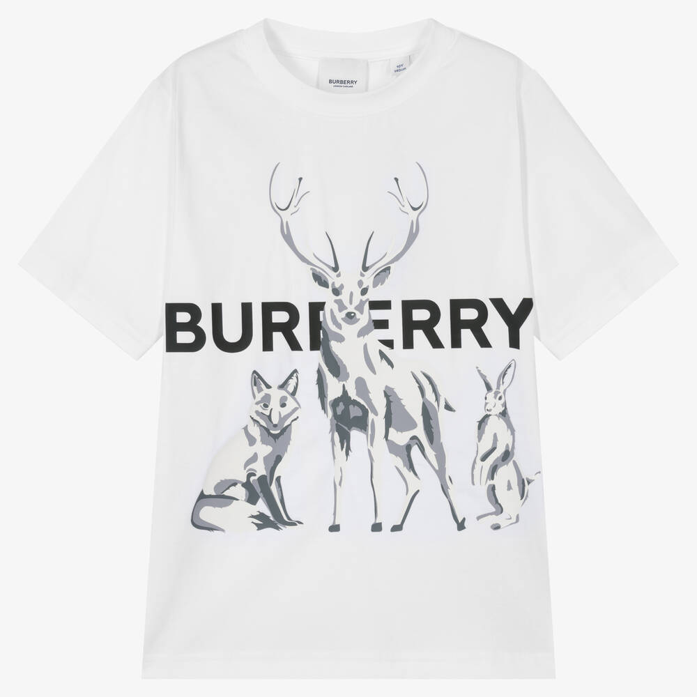 Burberry - Weißes Teen Hirsch-T-Shirt (J) | Childrensalon