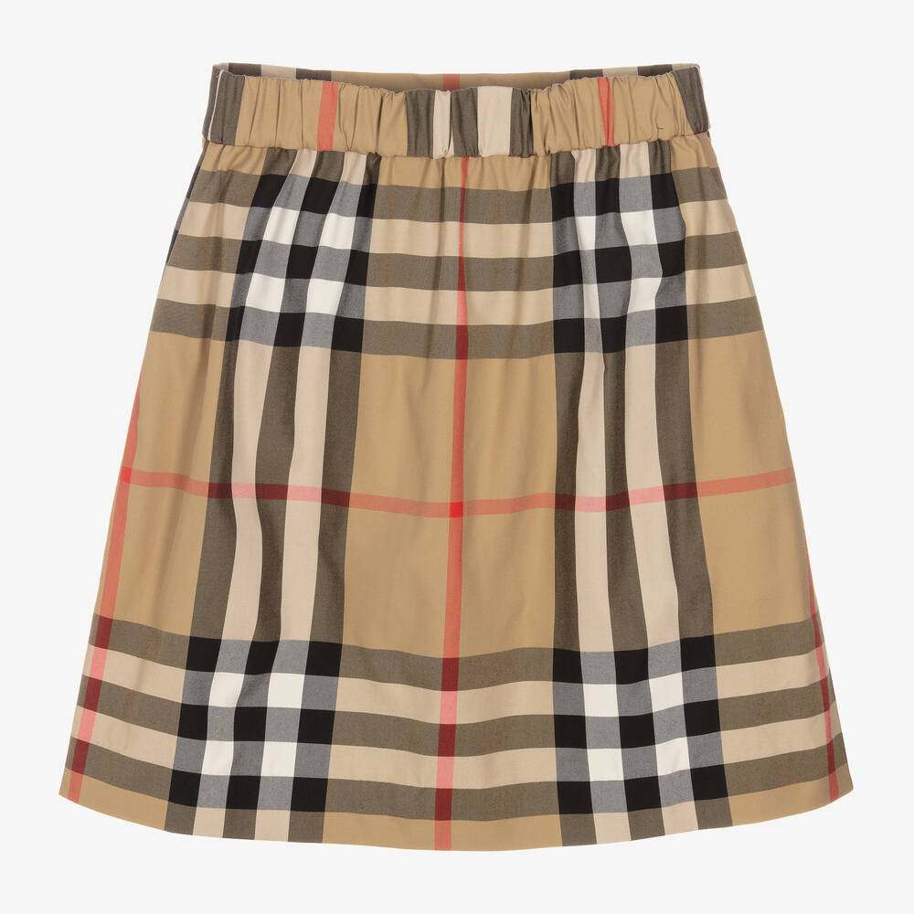 Burberry - Teen Girls Beige Check Skirt | Childrensalon