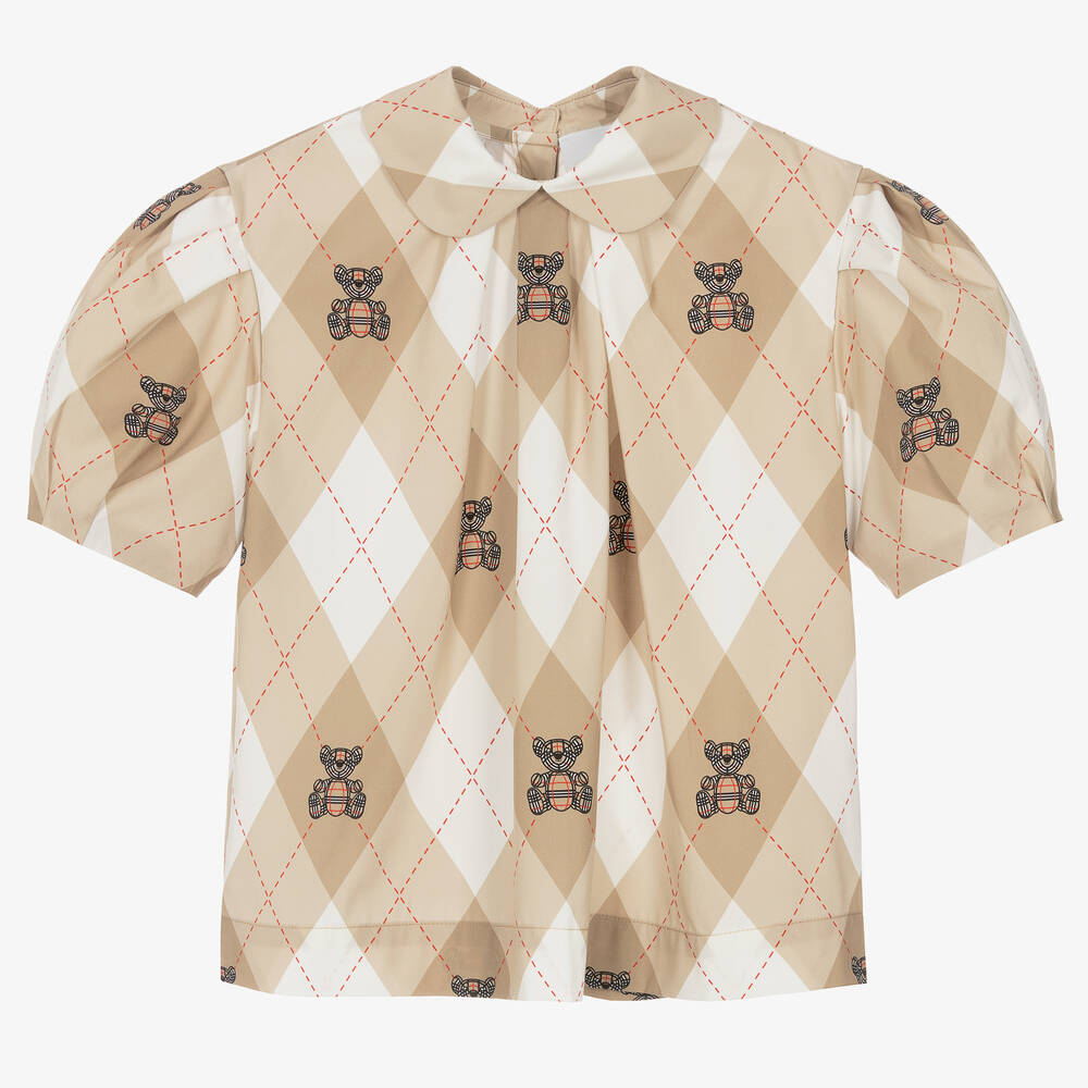 Burberry - Бежевая хлопковая блузка в ромбик | Childrensalon