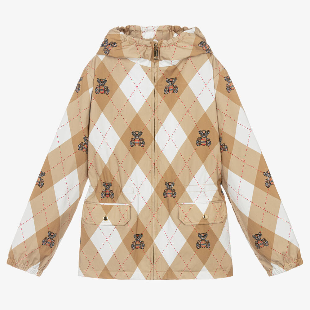 Burberry - Бежевая хлопковая куртка в ромбик | Childrensalon