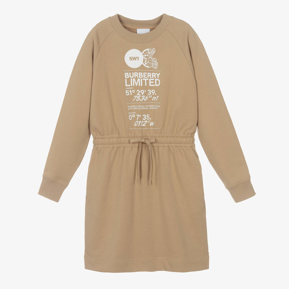 Burberry - فستان تينز بناتي قطن لون بيج | Childrensalon