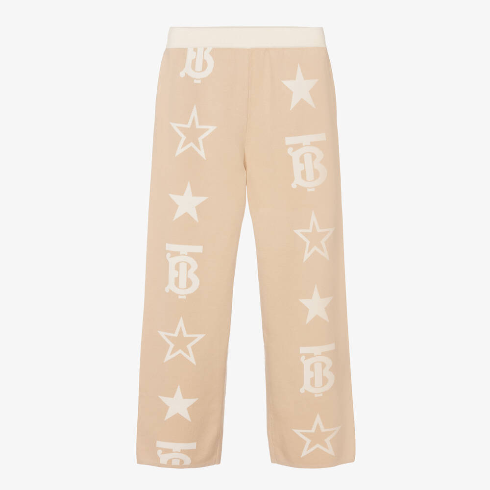 Burberry - Бежевые трикотажные брюки со звездами | Childrensalon