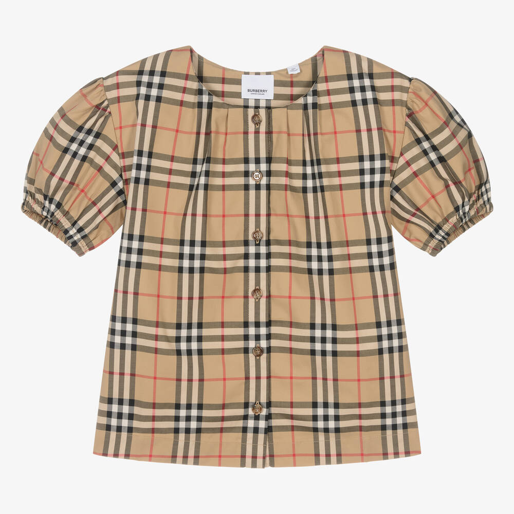 Burberry - Бежевая блузка Vintage Check для подростков | Childrensalon