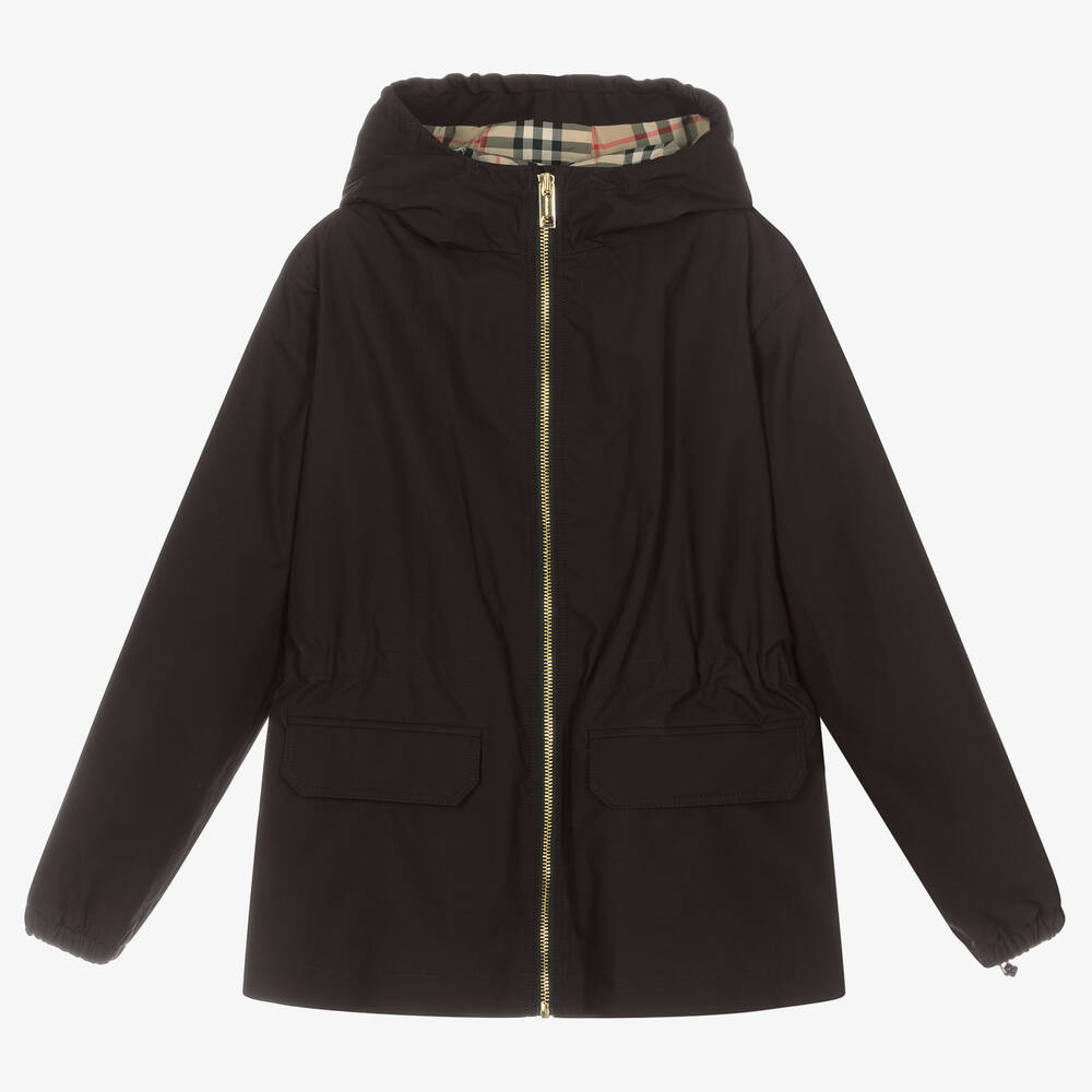 Burberry - Черная куртка с капюшоном для девочек-подростков | Childrensalon