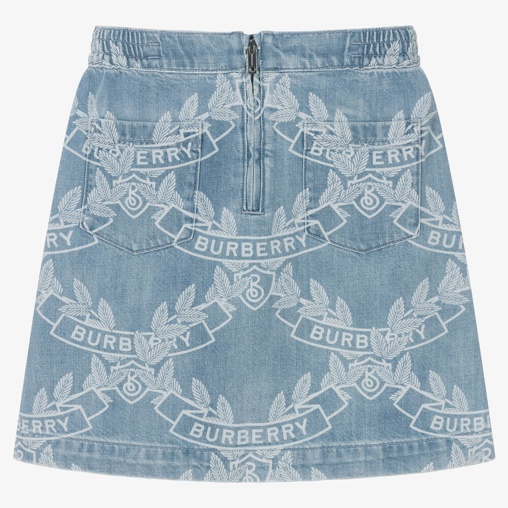 Burberry Teen Girls Blue Oak Leaf Crest Skirt
