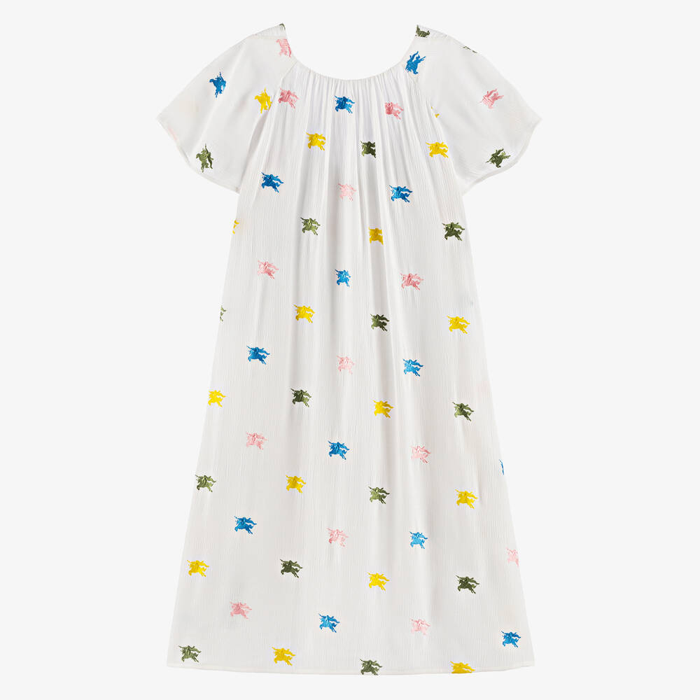 Burberry - فستان شيفون كريب لون عاجي للمراهقات | Childrensalon